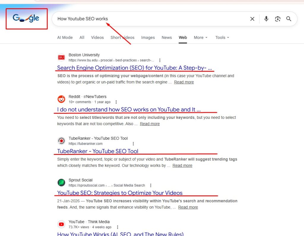 Google search results